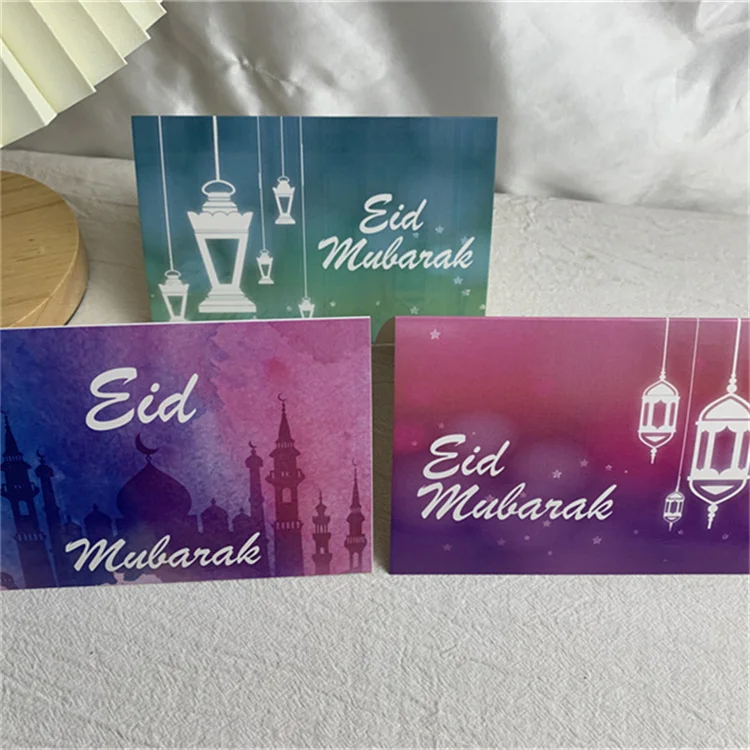TEID-8D045 Ramadan Kareem Muslim Islamic Eid Greeting Cards Envelop Set for Ramadan Deco Eid Mubarak Invitation Greeting Card