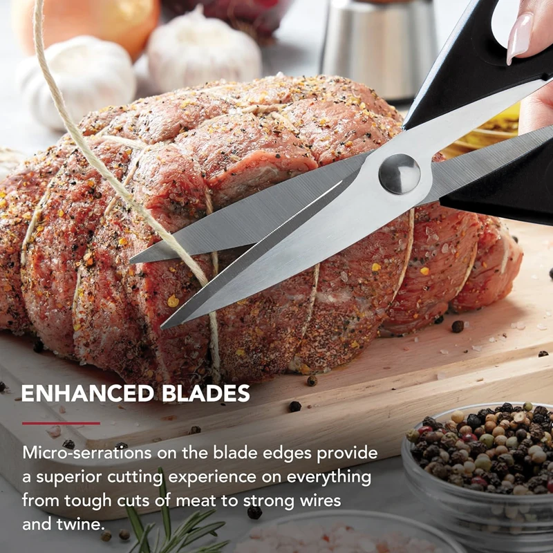 Heavy Duty Herb Scissors Cooking Meat Kitchen Shears with Protective Sheath Black Stainless Steel Kitchen Scissors For Food