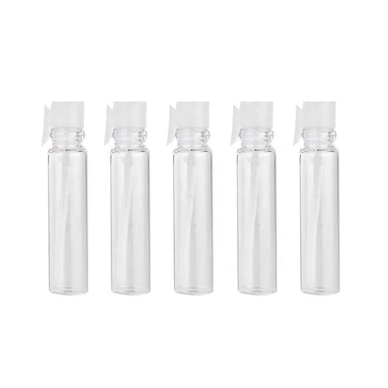 1ml 2ml Mini plastic stopper sticker perfume Glass Vials Essential Oil Refillable Perfume Bottles Sample