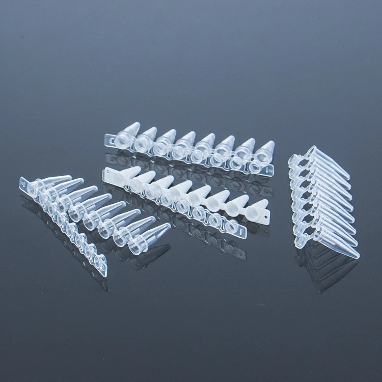 China Manufacturer Flat Cover Thin Wall Sterile Plastic PCR tubes 8 Strip PCR Tubes 0.2ml