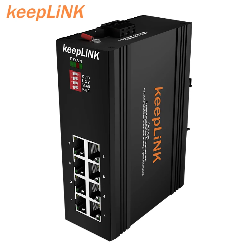 keepLiNK Factory Price Industrial Grade 100M Network 8 Ports PoE Switch