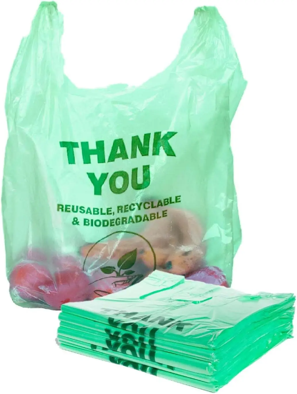YC Manufacturer Custom Take Away Shopping Bags Wholesale Biodegradable T Shirt Shopping Plastic Package Carton PLA