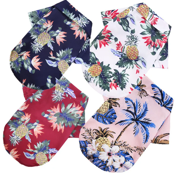Factory Supply Pet Summer Clothes Shirt Small Medium Sized Dog Clothing Hawaiian Dog Shirt