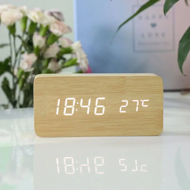 Hot Sales LED alarm Clocks Modern Design Digital Desktop Table Watches Mirror Music Alarm Clock with Dual Alarm Setting