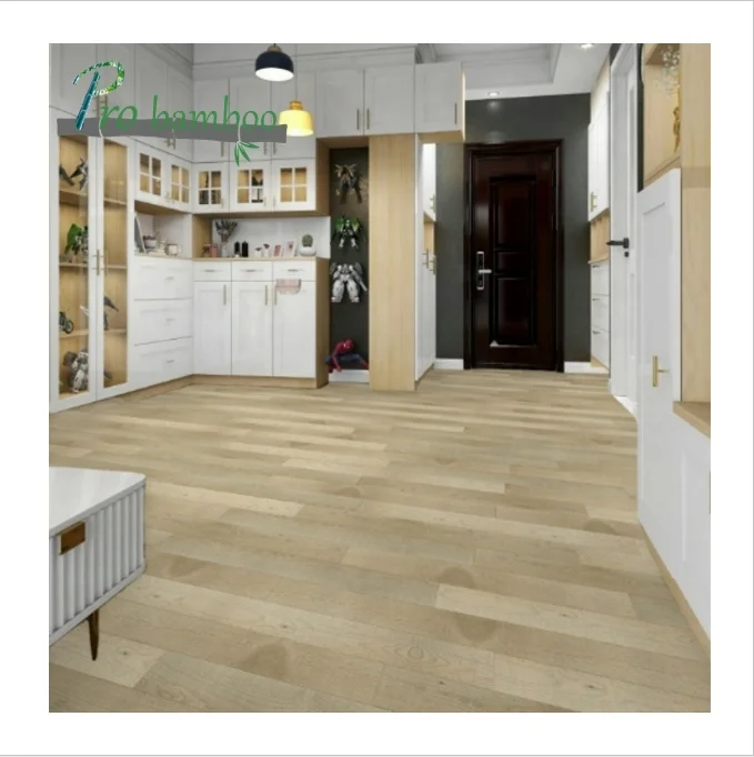 Customized natural fumigation color stained brushed treatment matt high glossy oak engineered flooring product solid wood board