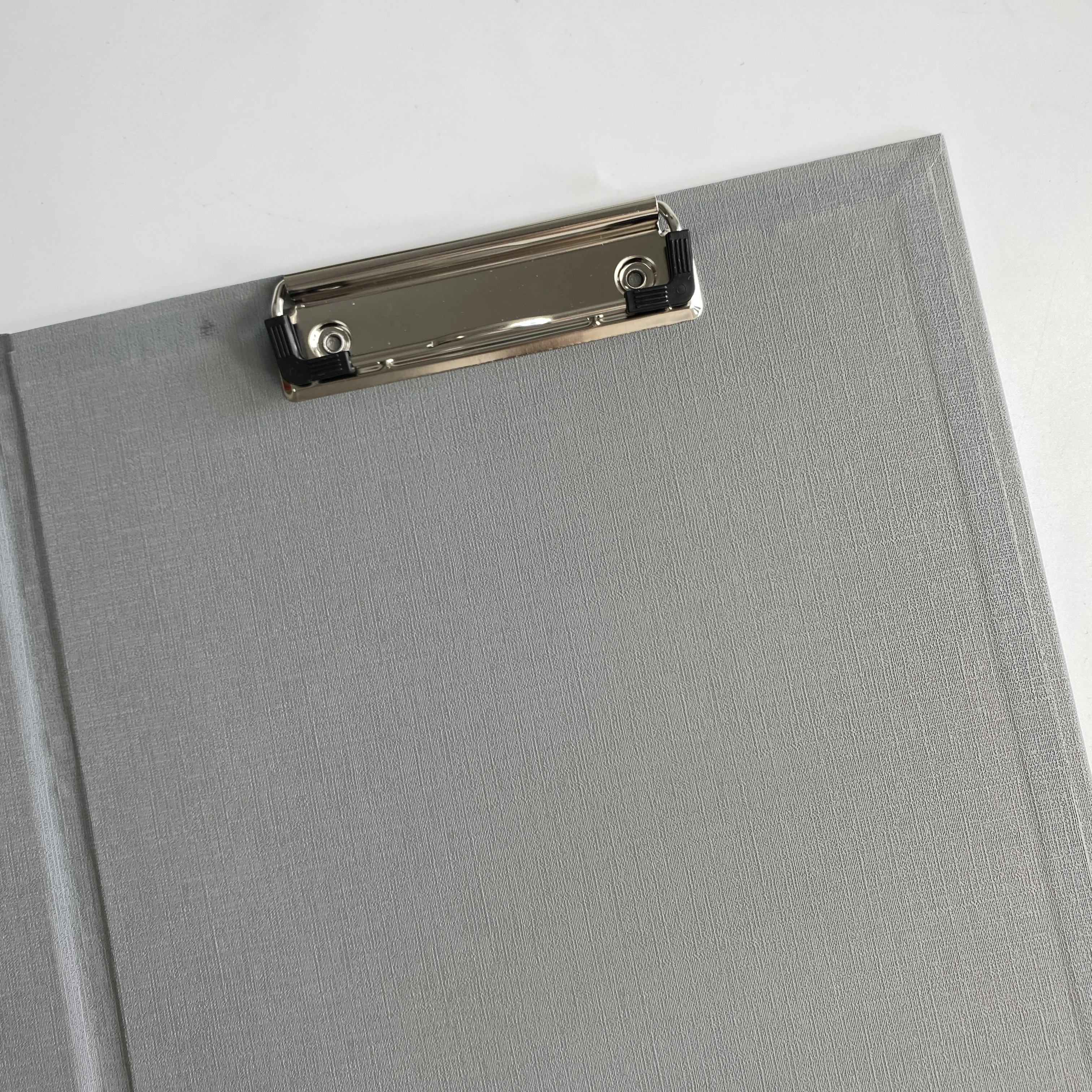 A4 Size Wholesale Custom Foldable PP Clipboard Filer Folder with Metal Clip Inside Pocket Grey
