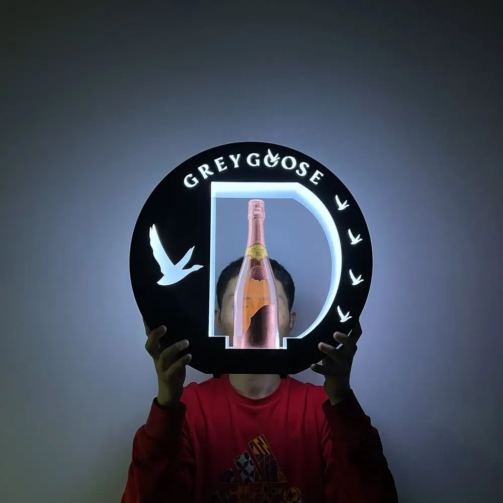 OEM Acrylic rechargeable grey goose VODKA glorifier VIP display stand rack luminous LED bottle presenter for Lounge nightclub