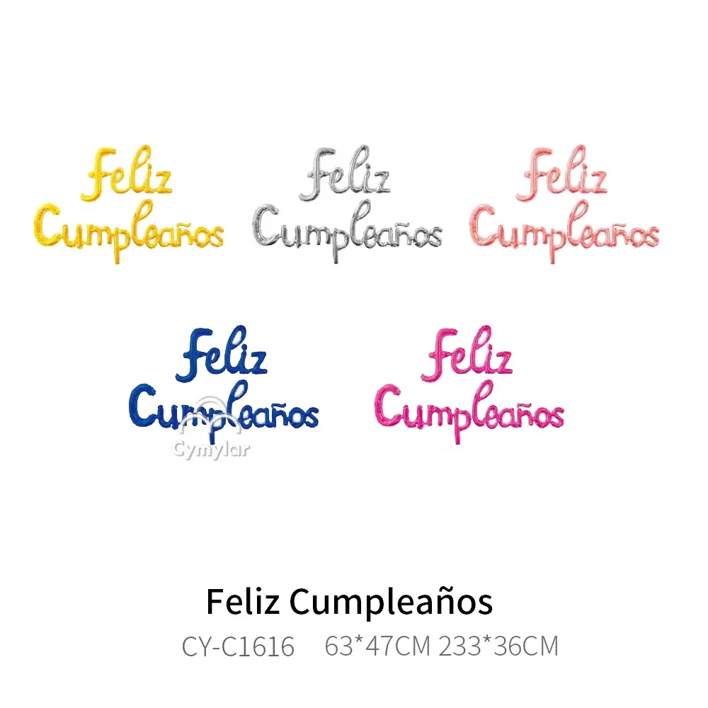 Cymylar 16inch Spanish Happy Birthday Script Letter Foil Balloon Kit Cursive Alphabet Feliz Cumpleanos Balloons