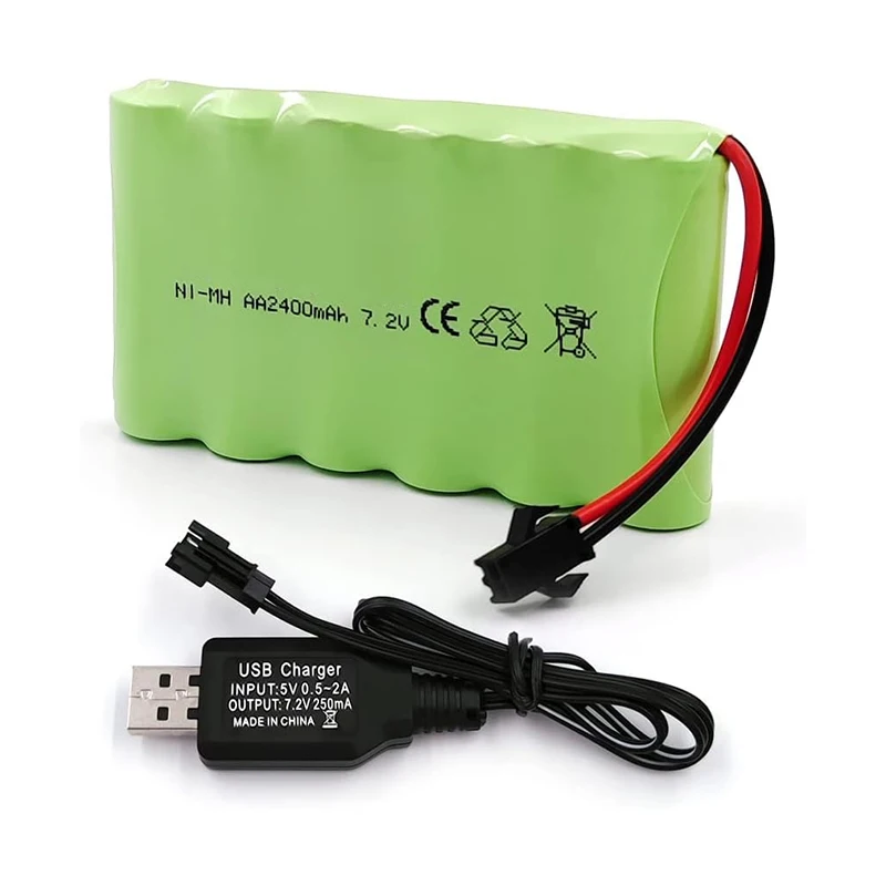 Jieyo Nimh AA 2400mah 7 2 v аккумуляторная батарея размер Ni-Mh аккумуляторные батареи с штекером и зарядным кабелем для дистанционного управления автомобилем