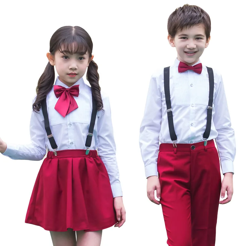 
cheap wholesale korean style beautiful red boys girls primary school uniforms design with pictures 