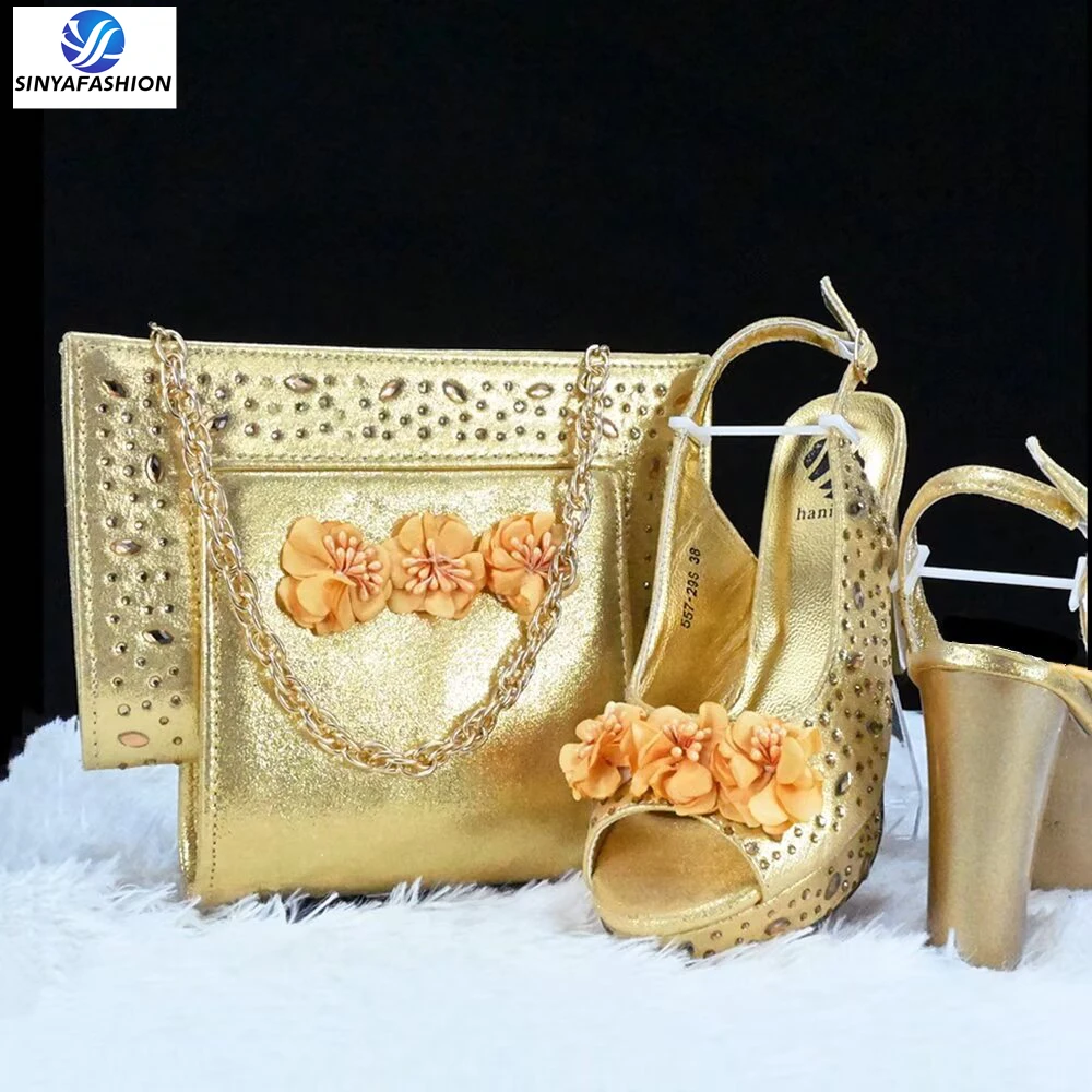 Hot Sell Italian Design Big Bag and Shoes Beautiful Women Shoes to Match Bag High Quality African Shoes Set