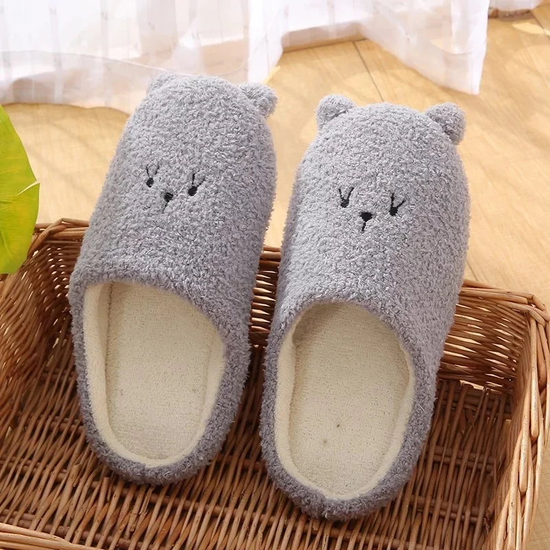 winter autumn woman  men warm fuzzy fluffy cute Animal bear indoor home slipper
