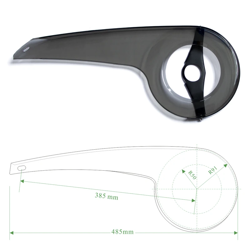 XH-B58 34-38T P-shape Plastic bike chain cover, bicycle chain guard, bike chain cover manufacturer in China