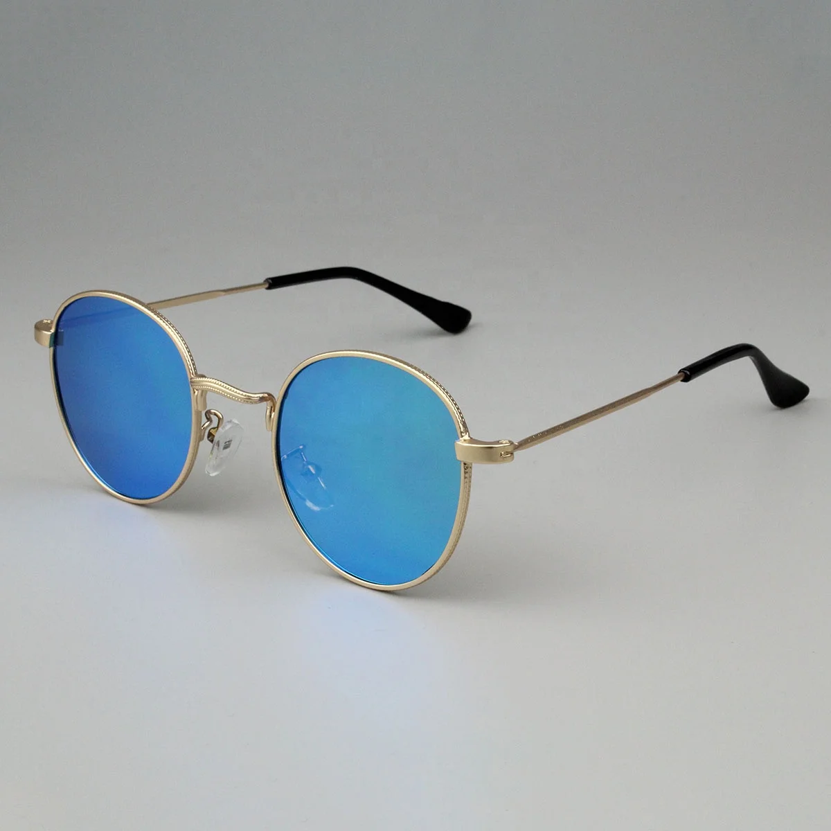 Classic Round Kids Children Sunglasses Fashion Brand Designer Metal Blue Mirror Sun Glasses Retro Small Frame Oval Round