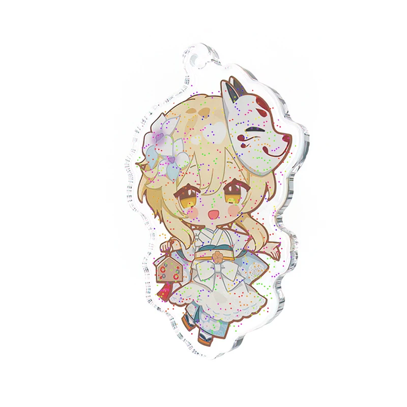 PAKA Promotional Blank Two Double Sided Cute Anime Printed Glitter Kawaii Acrylic Charms Keychains Wholesale For Customize