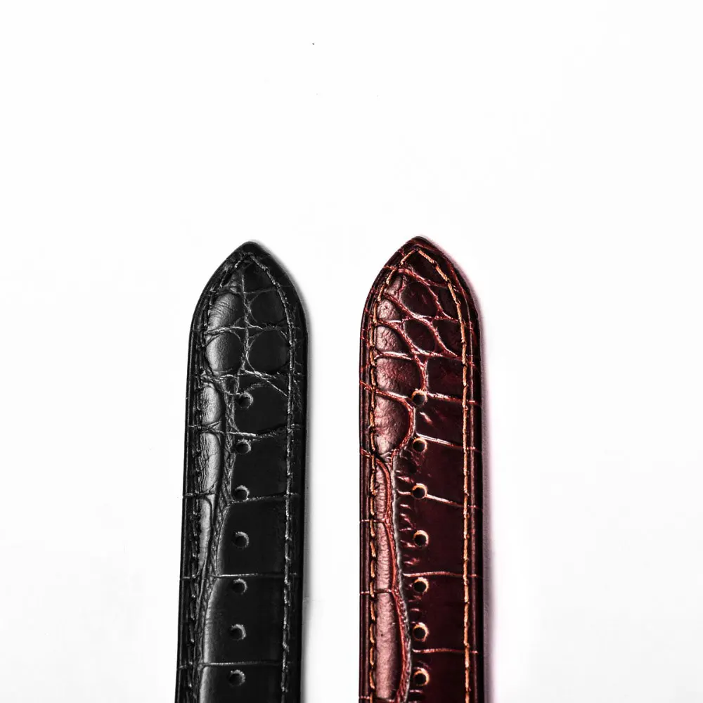 Reef Tiger  High Quality 22mm Genuine Calfskin Leather Strap with Deployment Buckle Durable Watch Band for Men