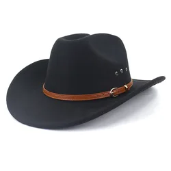 Vintage Men Jazz Hats Western Cowboy Hat for Women Personality High Street Wide Brim Fedora Hats