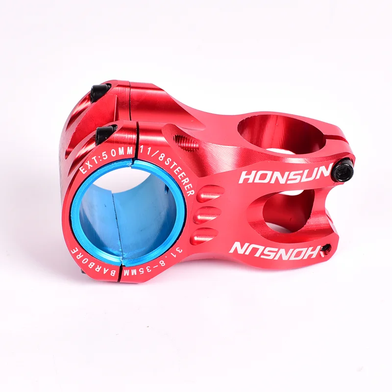HONSUN hollow CNC bicycle stem 31.8/35mm MTB mountain bike handlebar stem 28.6mm ahead short 50mm 0 degree AM/XC