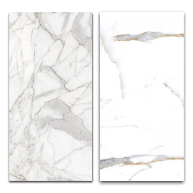High Glossy Polished Glazed Tiles 600x1200mm White Marble Stone Look for Kitchen Floor and Wall Tiles