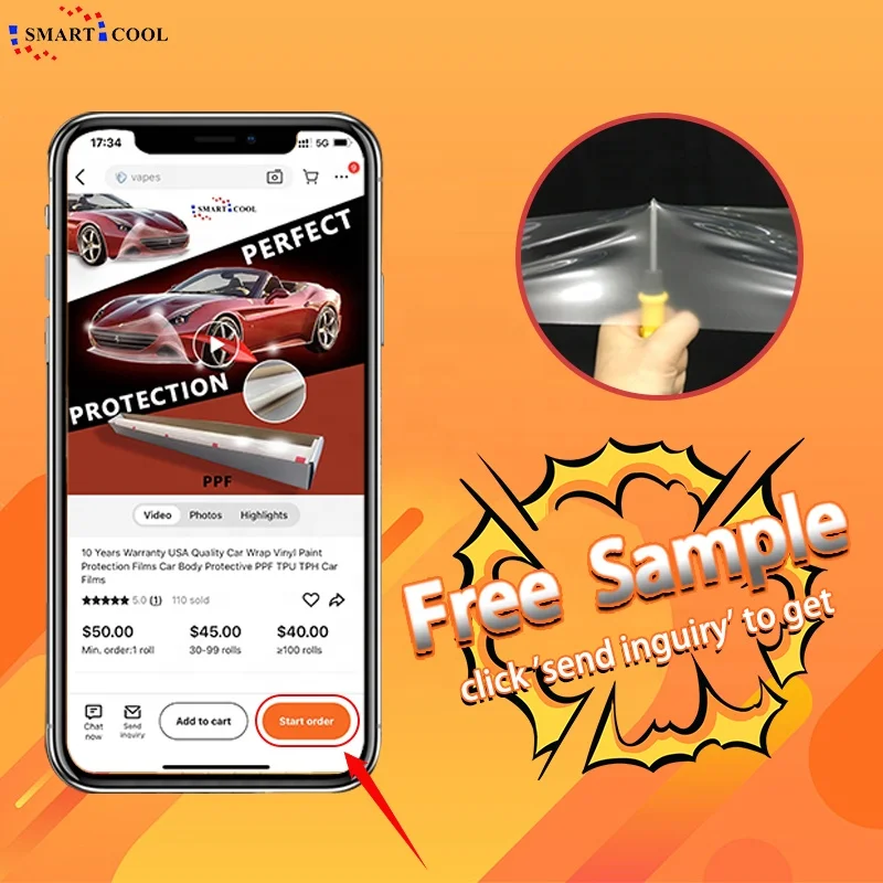 Car Coating Wrap Vinyl Anti Scratch Heat Repair Clear Transparent TPU Car Paint Protection Film PPF For Car