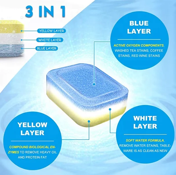 2024 hot sales Solid detergent  all in one  Dish washing tablet dishwasher  Detergent tablet Cleaning Powder