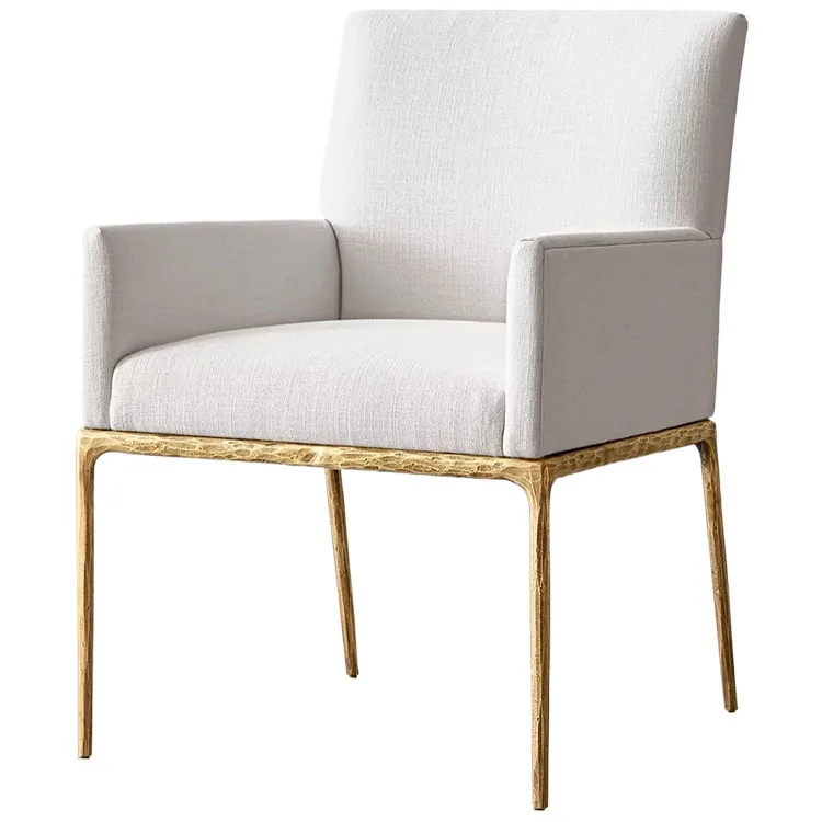 Home minimalist dining chair simple style forging iron cotton linen dining chair chinese cheap chair