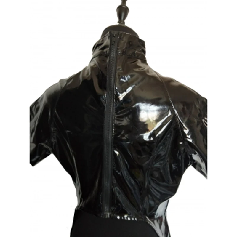 Hot Sales New Style Black Sexy Open Crotch Stretch Leather fetish Lingerie catsuit