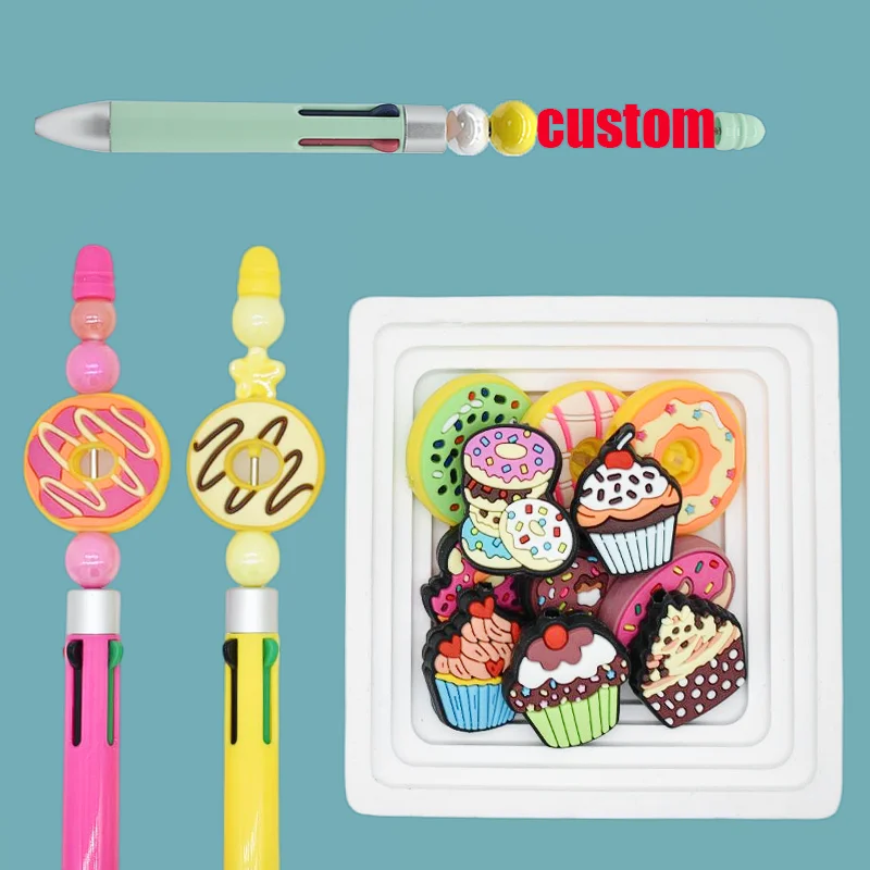 Glow Pvc Charms Led Focal Charms For Pens Making Beads Silicone Focal Beads For Pen Making Custom Silicone Focal Beads