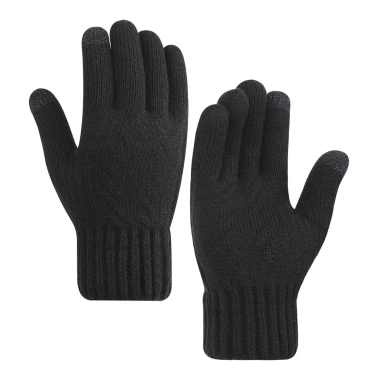 Custom embroidery logo winter warm men touch screen gloves outdoor sports cycling knitted gloves