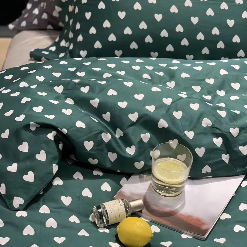 
Super hot sale 100% cotton 60s sateen heart design city fashion art style luxury bedding sets bed linen 