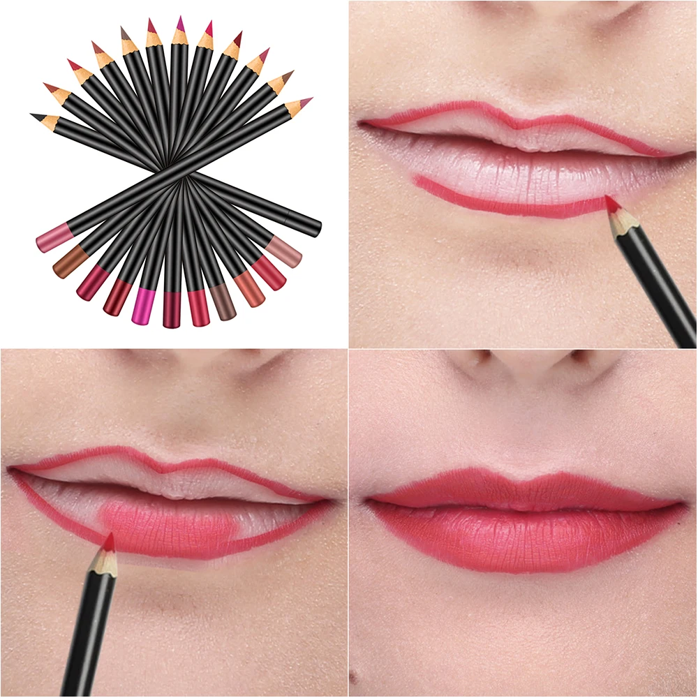  Оптовая торговля СТМ lipliners изготовленный на заказ 12 видов цветов Матовая подводка для губ Длительное Действие водостойкая