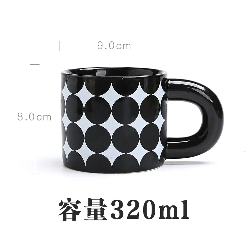 Creative diamond star black and white ceramic mug niche ins coffee milk water cup