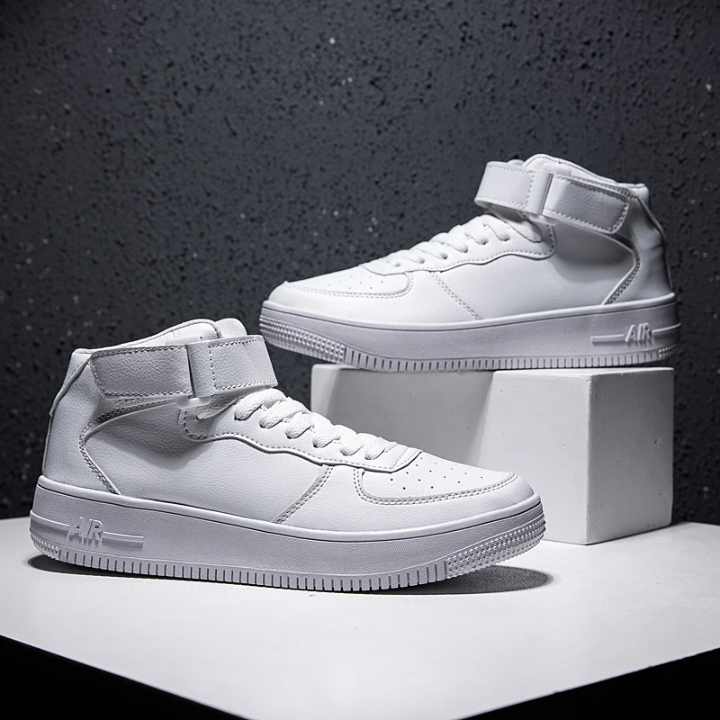 
latest designs wholesale 2019 no logo Men skateboarding shoe High Top Sport Fashion Sneakers Strap Casual Boot Skateboard Shoes 