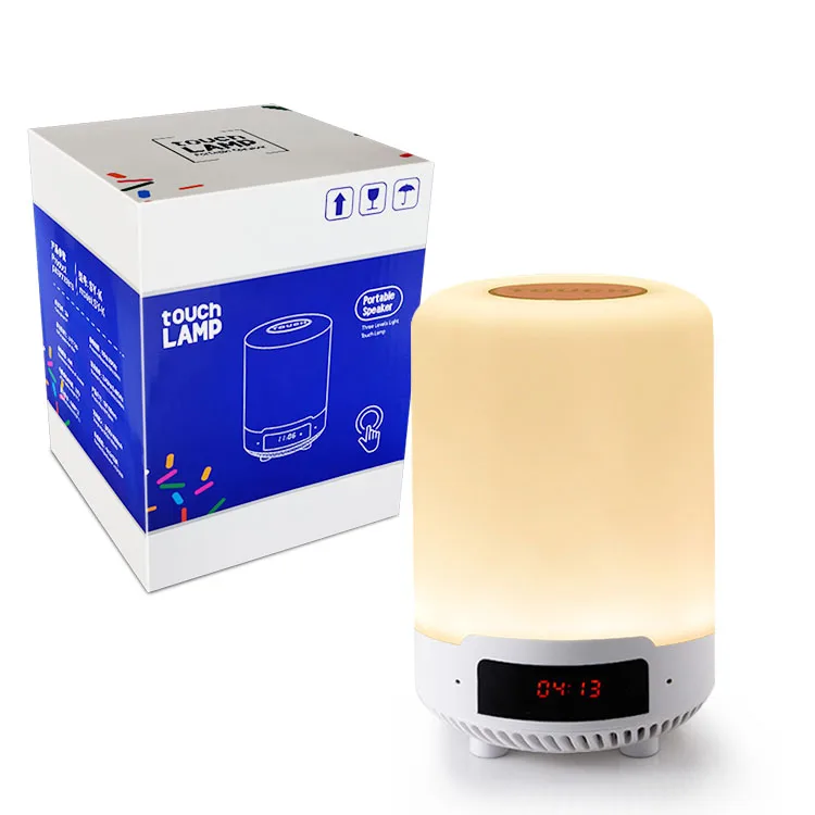 
Creative LED Bedside Table Lamp Portable Smart Music Touch Lamp with Speaker USB Charging Dimmable Alarm Clock Desk Lamp 