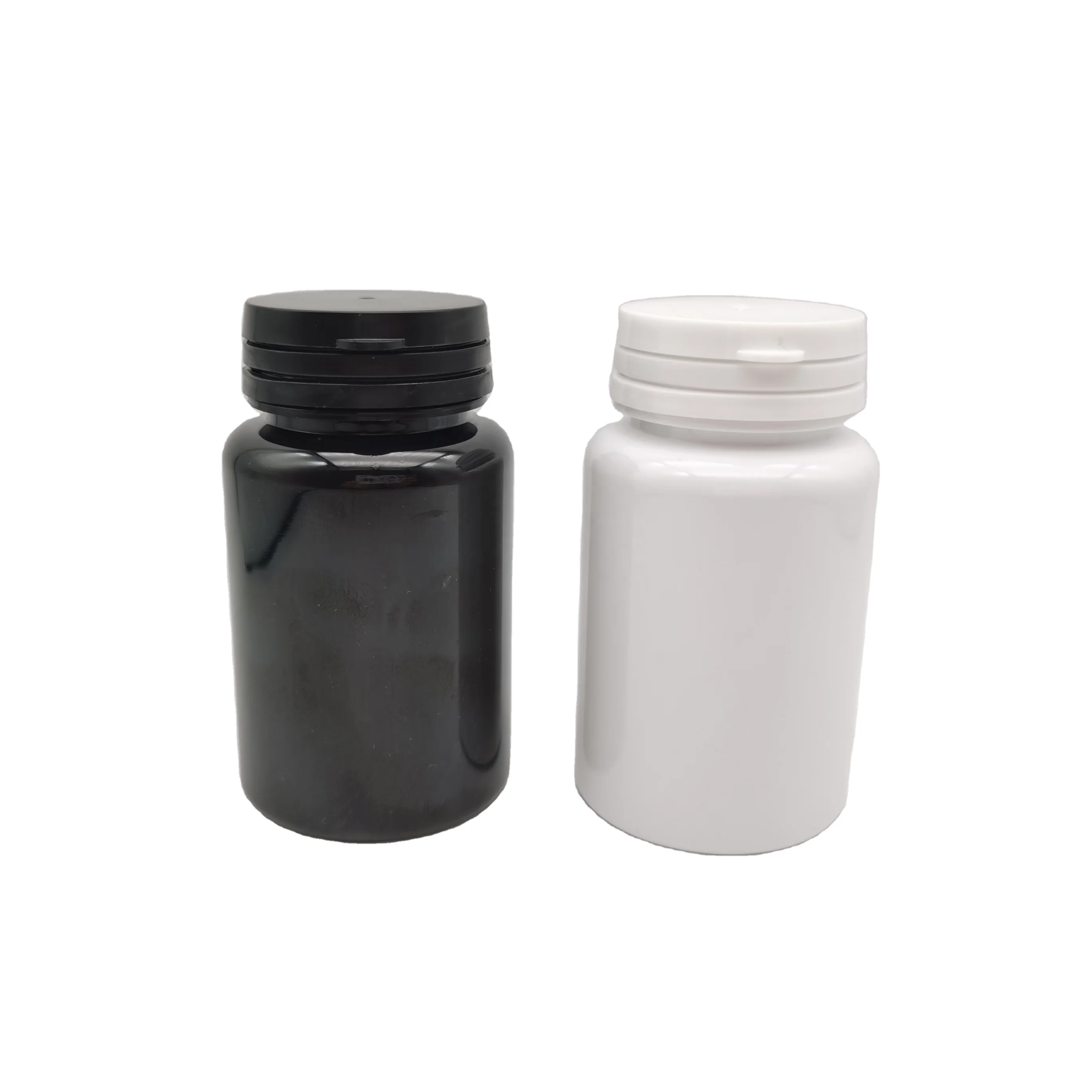 plastic PET vitamin capsule bottle with flip top cap