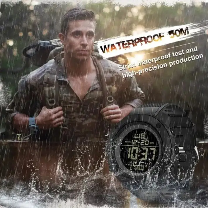 NORTH EDGE TANK Digital Chronograph Smart sports outdoor waterproof watches 1.55 -inch tactical luminous alarm clock For  Men