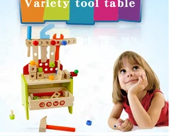 Wholesale Wooden disassembly Nut Screw Toys table Detachable tool box for Kids Amazon hot sale tool box toy set for kids