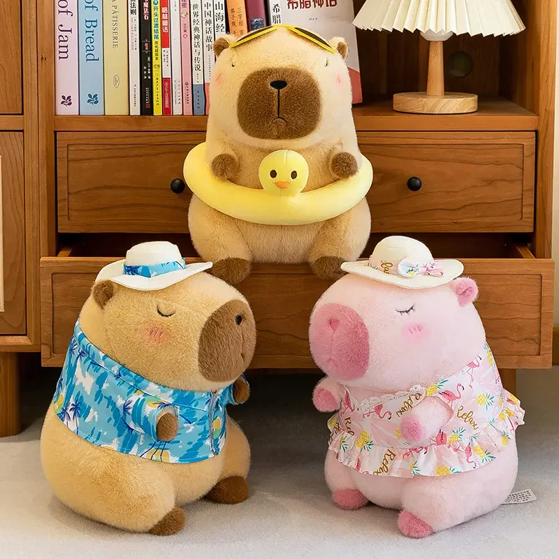 Hot Sell Beachwear Capybara Plush Toy Cute Simulation Yellow Duck Swim Ring Capibara Kawaii Stuffed Animals Birthday Travel Gift