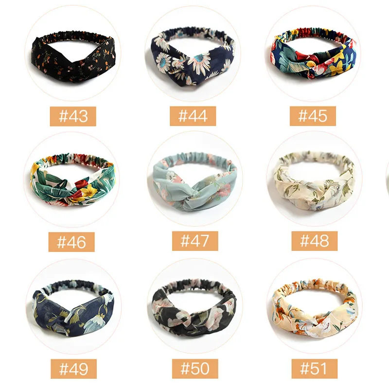 100+ Design Women Headwrap Boho Chic Rose Retro Knotted Cross Cloth Art Elastic Makeup Colorful Headband Hair Band