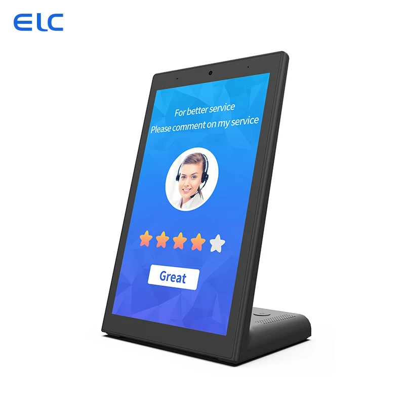 L shape portrait touch screen Customer Feedback Evaluator POE RJ45 NFC Camera desktop android tablet for Bank Hotel Restaurant