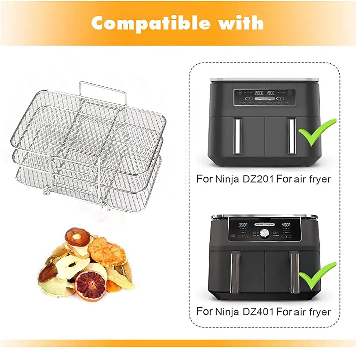 Air fryer accessories 3 Layers Grill Rack Square Shelf Oven Accessories Square Food Rack
