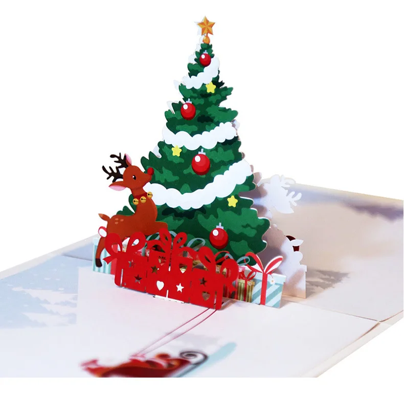 Christmas Xmas Greeting Pop Up Congratulation Card Christmas Tree Popup 3D Card