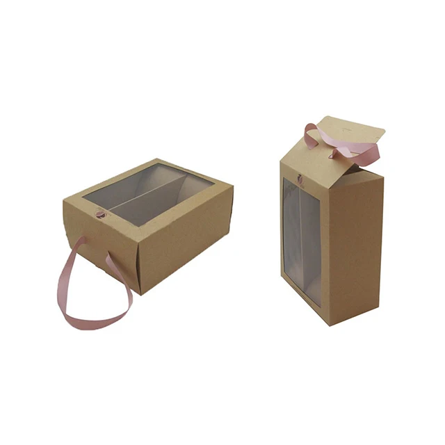 Brown Kraft Paper Cardboard Baby Shoes Box Package with Window
