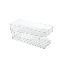 Soda Can Canned Food Bin Stackable Dispenser with Lid for Refrigerator Pantry Freezer Holds 10 Cans Clear Design