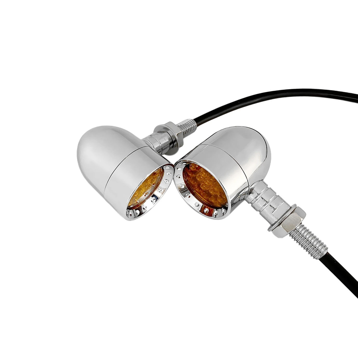 Antique Mini Bullet LED Chrome Turn Signal Lights for Roadster