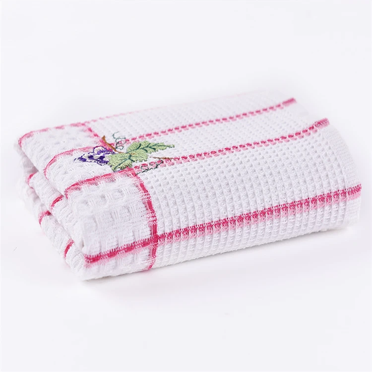Wholesale Promotional Cheap Custom Linen Cotton Waffle Round Teatowel Toalha De Rosto Dish Cleaning Towel