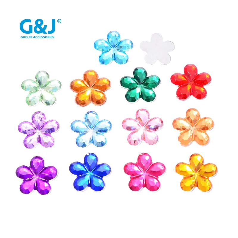 flower shape  acrylic rhinestone beads for children toy  decoration five-petaled flower shape plastic diamond for chidren DIY