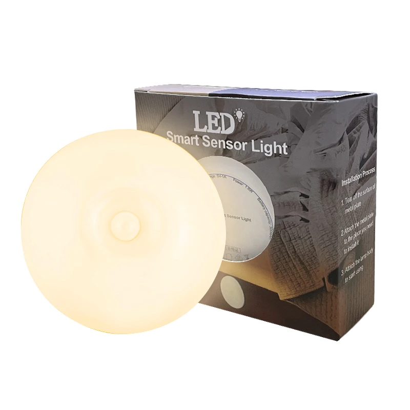 Portable LED Motion Sensor rechargeable Light LED Round Lighting for bedroom staircase