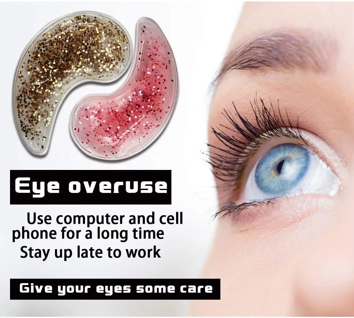 
new fashion ideas hot sale china factory beauty personal care therapy hot cold glitter antiarrugas eye pads gel patch 