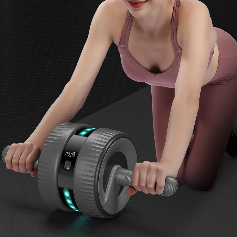 Workout Abdominal Wheel Abs Roller Indoor Fitness Roll Back Braking Smart Count Abdominal Training Roller Wheel Machine Ab Wheel